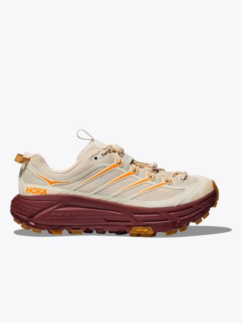 HOKA Mafate Three2 Shoes in Vanilla/Varsity Burgundy