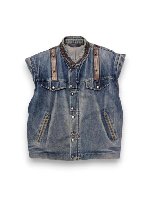 If Six Was Nine - Vintage Japanese Multipocket Style Denim Leather Vest