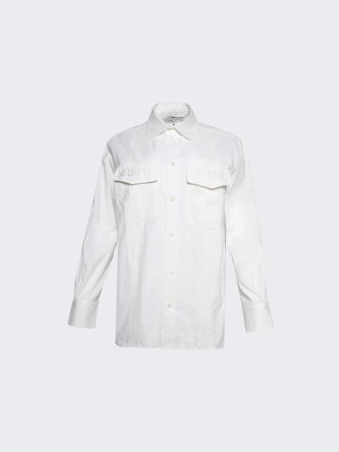 Marine Serre Upcycled Household Linen Twin Pocket Shirt Off-white