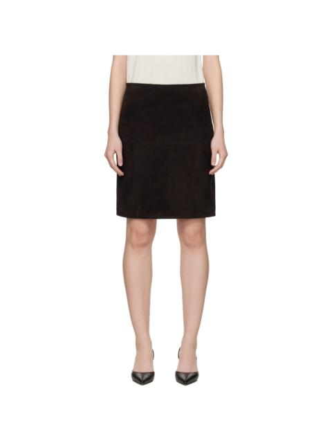 Loulou de Saison Brown Engel Suede Pencil Midi Skirt