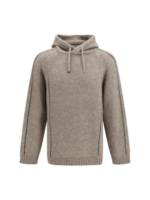 GIORGIO ARMANI Giorgio Armani Alpaca-knit Hooded Sweatshirt Beige/Blue