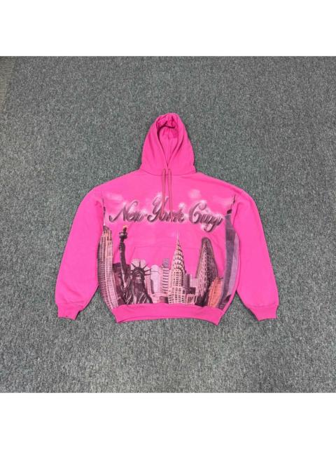 BALENCIAGA Balenciaga Bright Pink New York City Night Scene Print Hoodie