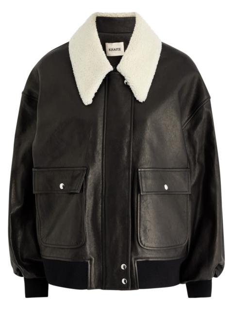 KHAITE Shellar shearling-trimmed leather bomber jacket