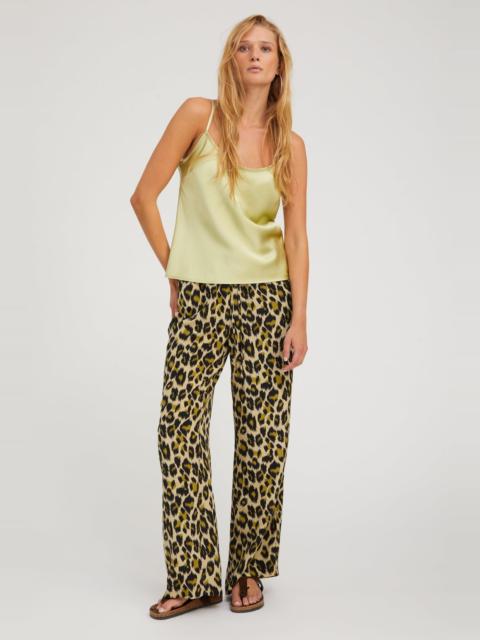 SPRWMN GREEN LEOPARD SILK KAUAI PANTS
