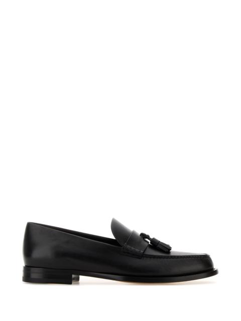 The Row Black leather Novus loafers