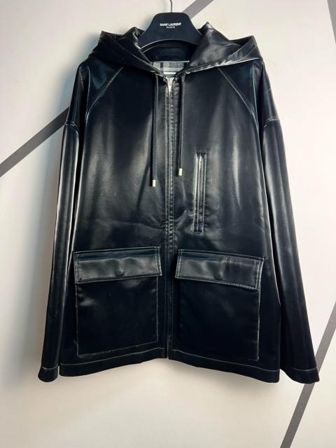 SAINT LAURENT Saint Laurent SLP 2022 Fall/Winter Reflective Glossy Faux Leather Double Pocket Hooded Jacket