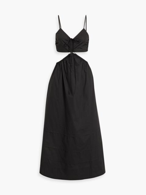 NICHOLAS Cutout gathered cotton-poplin midi dress