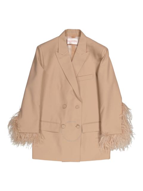 Valentino Ladies Sand Feather Embroidered Jacket