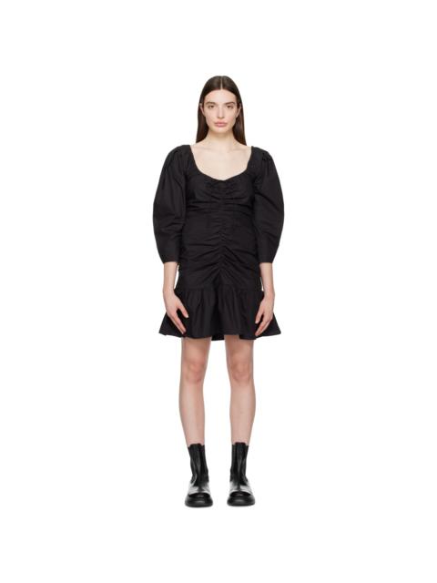 GANNI Black Gathered Minidress