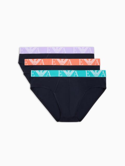 EMPORIO ARMANI THREE-PACK OF BRIEFS WITH BOLD MONOGRAM LOGO