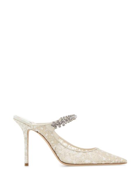 JIMMY CHOO Embellished mesh Bing 100 mules