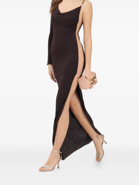 ELISABETTA FRANCHI Elisabetta Franchi One-sleeve Slit Maxi Dress