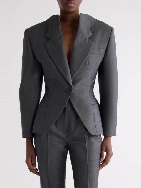 Givenchy Givenchy Slashed Stretch Wool Blend Jacket in Grey Mix at Nordstrom
