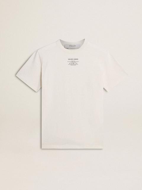Golden Goose Men's worn-white cotton T-shirt with black lettering