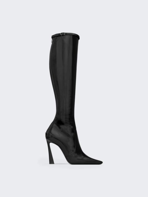 SAINT LAURENT Shiny Leather Justify Boots Black