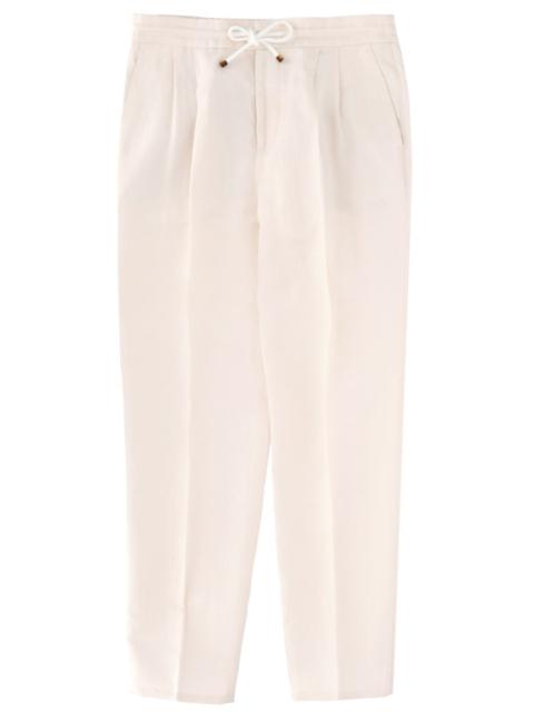 Brunello Cucinelli LINEN COTTON BLEND DRAWSTRING PANTS