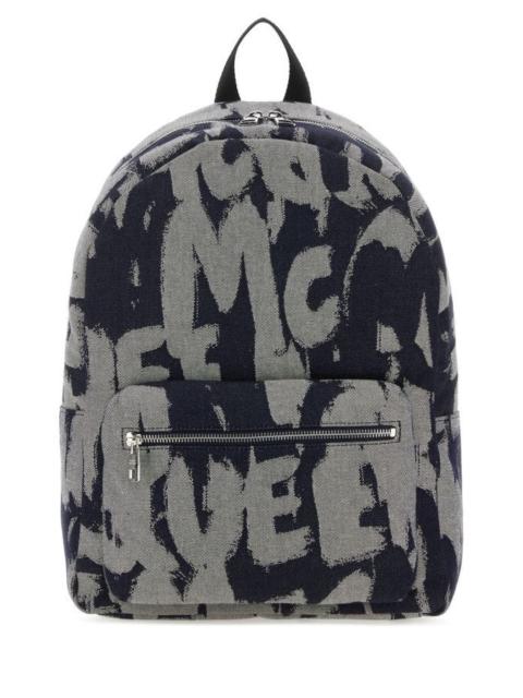 Alexander Mcqueen Man Embroidered Fabric Mcqueen Graffiti Backpack