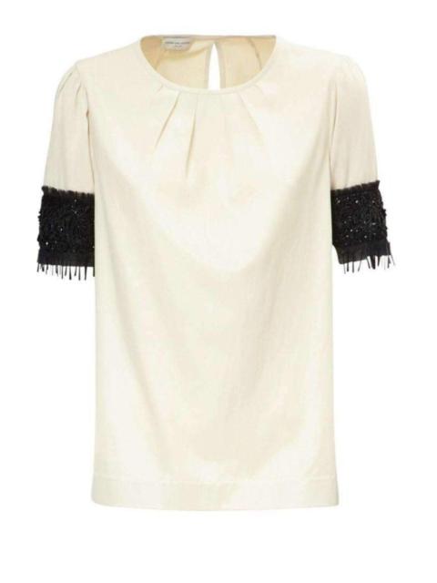 Dries Van Noten Embellished Sleeve Cotton Blend Top