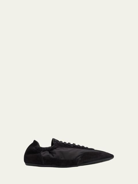 Prada Men's Collapse Nylon and Suede Low-Top Sneakers