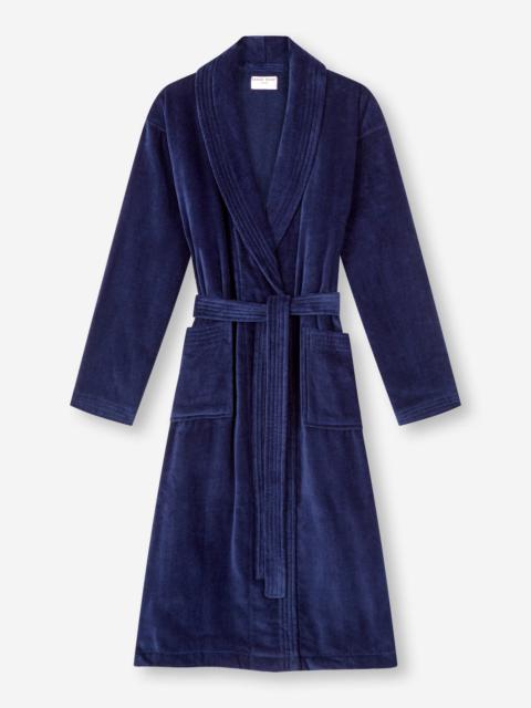 Derek Rose Women's Bathrobe Triton 10 Terry Cotton Navy