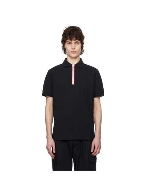 Moncler Navy Tricolour Trim Cotton Piquet Polo