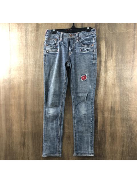 Other Designers Vintage - Spicy Denim Blue Distressed Denim Patchwork Pants