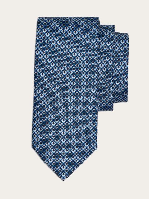FERRAGAMO Gancini print silk tie