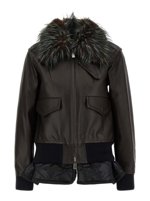 sacai 2 in 1 leather jacket