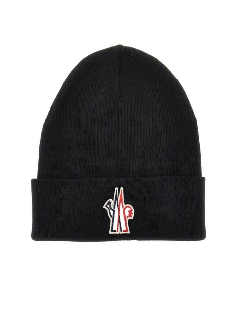 Moncler Grenoble Moncler Grenoble Logo Patch Wool Beanie Hat Black