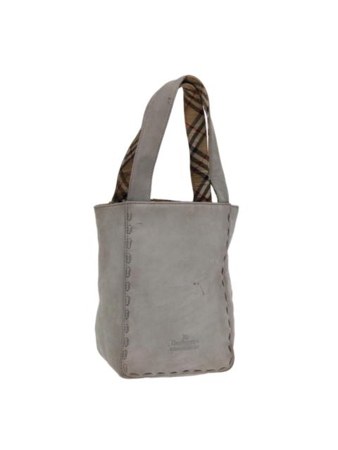 Burberry Hand Bag Leather Gray Silver
