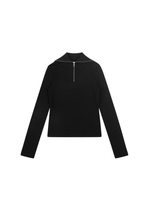 entire studios ZIP UP TURTLENECK SLIM BLACK