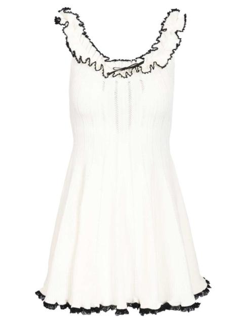 self-portrait Self-Portrait Women White Contrast Trim Knit Mini Dress