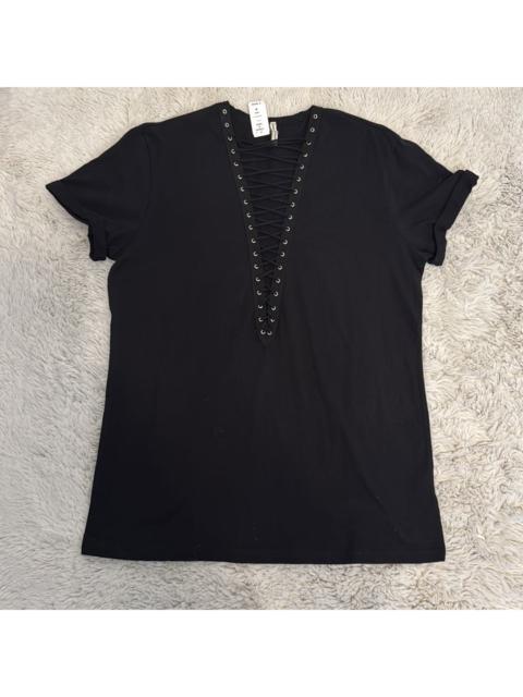 LF Emma & Sam Black Lace-up Ladder Front Grommet Oversized T-shirt