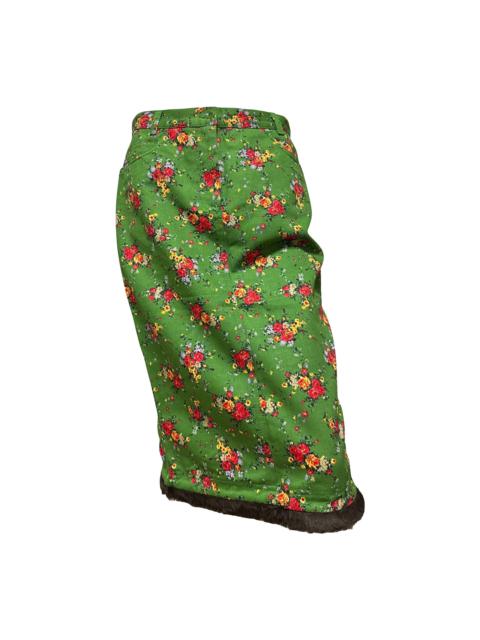 Other Designers D&G Fall Winter 1999 Floral Print Fur Trim Midi Skirt