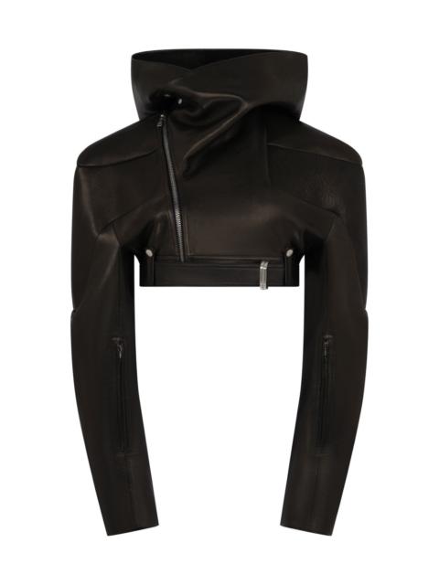 Rick Owens Rick Owens Women Unisex Hooded Micro Stooges Leather Jacket