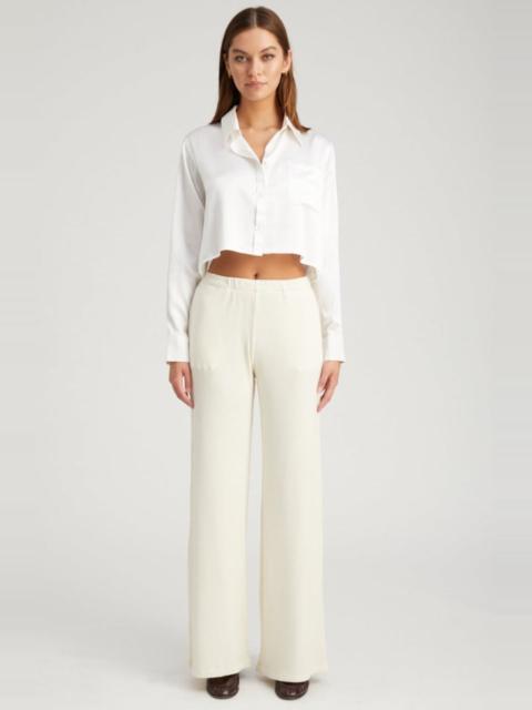 SPRWMN OFF WHITE RIB WIDE LEG PANTS
