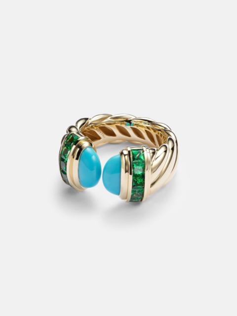 DAVID YURMAN Sculpted Cable 18kt gold ring with turquoise
