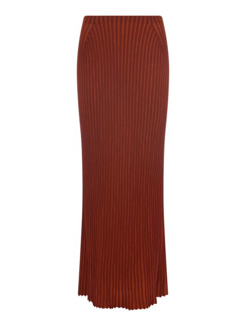 GABRIELA HEARST Krause Ribbed Virgin-Wool Maxi Skirt brown