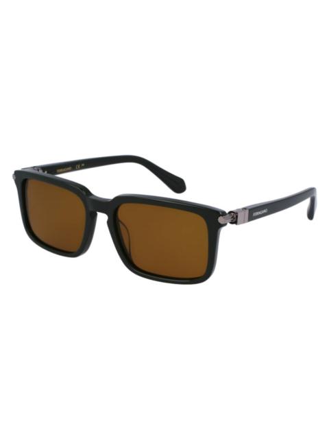 FERRAGAMO Ferragamo Brown Rectangular Men's Sunglasses SF1110S 302 56