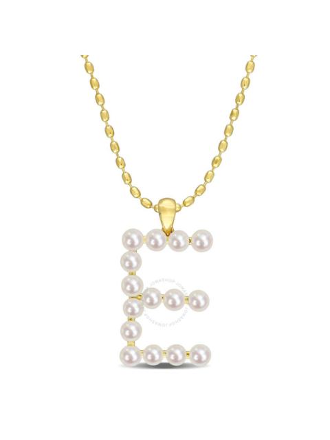 Other Designers AMOUR 3.5-4mm Freshwater Cultured Pearl Initial Pendant with Chain In Yellow Plated Sterling Silver
