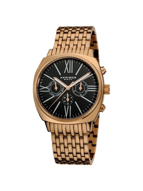 Other Designers Akribos Black Dial Rose Tone Stainless Steel Men's Watch AK636RG