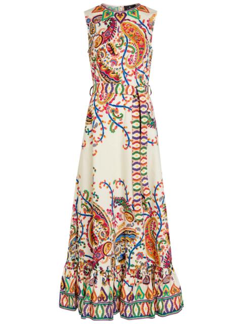 Etro Etro Patterned Belted Cotton Maxi Dress