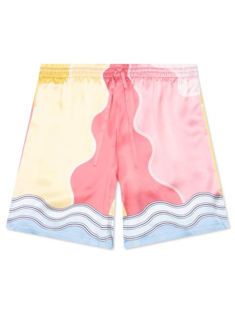 CASABLANCA CASABLANCA SOLEIL LEVANT SILK SHORTS W/DRAWSTRINGS - MULTI