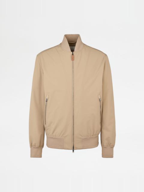 Tod's BOMBER JACKET IN TECHNICAL FABRIC - BEIGE