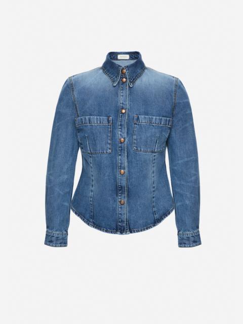 MAGDA BUTRYM Fitted denim shirt in dark blue