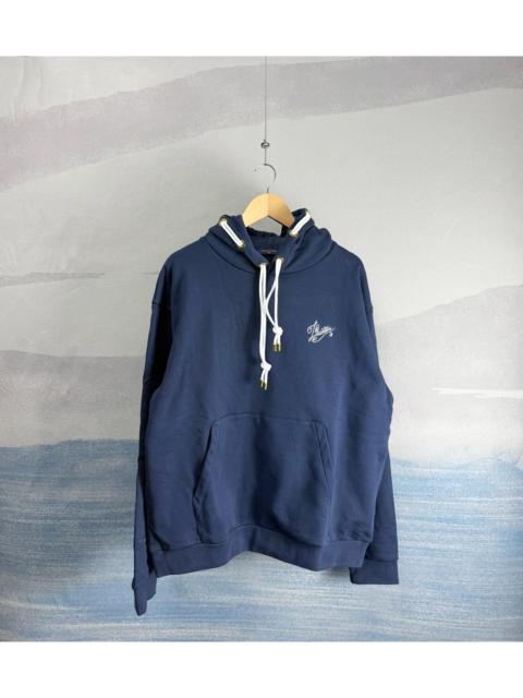 Louis Vuitton Louis Vuitton Dark Blue Drawstring Hoodie with Embroidered Logo and Lettering