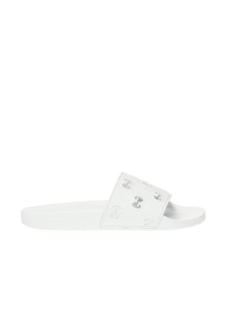 GUCCI White GG Slide Sandal