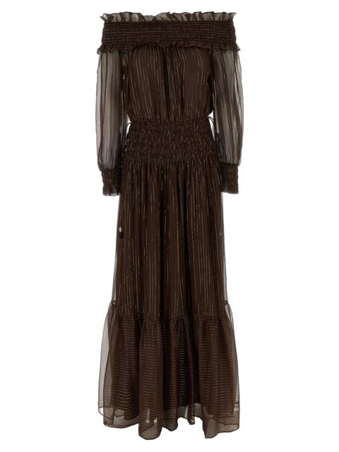 self-portrait Self Portrait Women 'Brown Georgette Off Shoulder Maxi' Dress