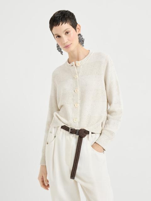 Brunello Cucinelli Textured stripe cardigan in cotton Diamond yarn