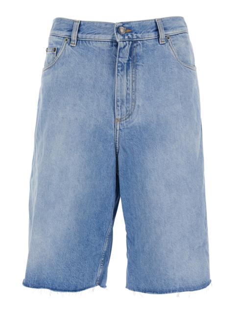 Dolce & Gabbana Dolce & Gabbana Men Blue Five-Pocket Bermuda Shorts With Logo Patch On The Back In Denim Man